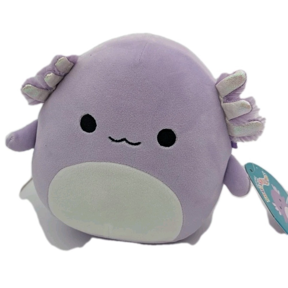 Squishmallows 7" Monica the Axolotl Purple‎ & White Plush Kellytoy EUC Soft Toy